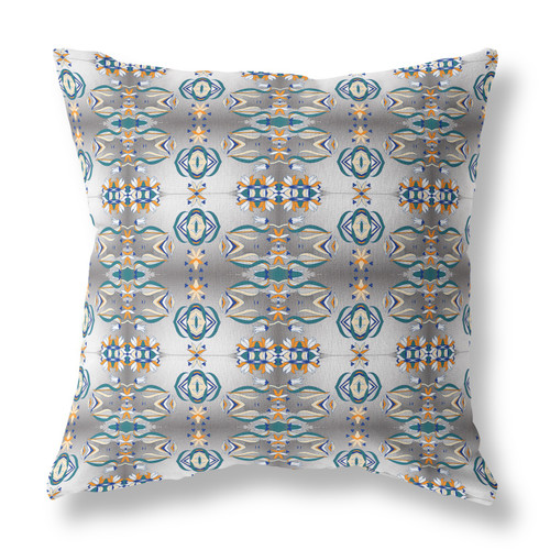 28" X 28" Off White And Brown Broadcloth Floral Throw Pillow