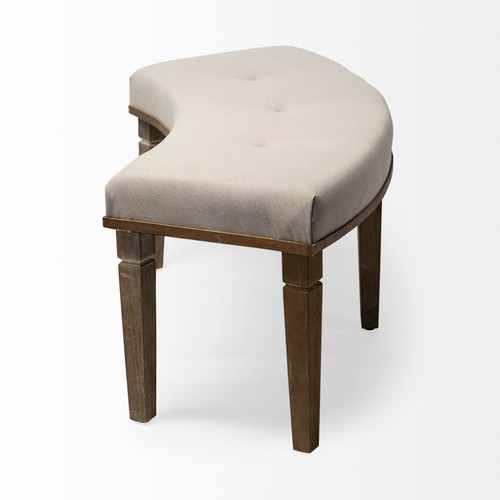 54" Beige and Brown Upholstered Polyester Blend Bench