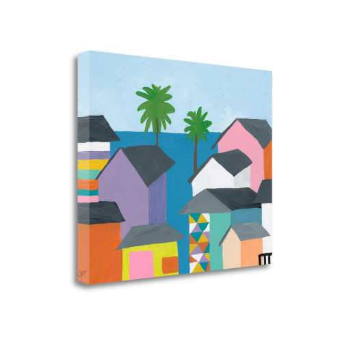 28" Colorful Beachfront Houses Print on Gallery Wrap Canvas Wall Art