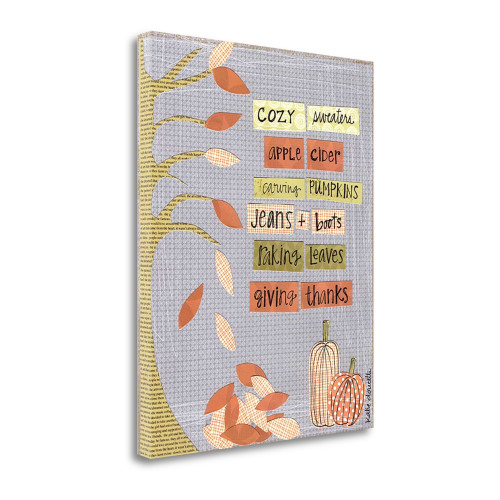 Autumn Words Wrapped Canvas Print Living Room Wall Art