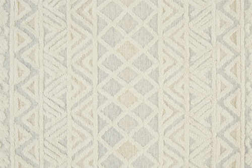 10' X 14' Ivory Blue And Tan Wool Geometric Tufted Handmade Stain Resistant Area Rug