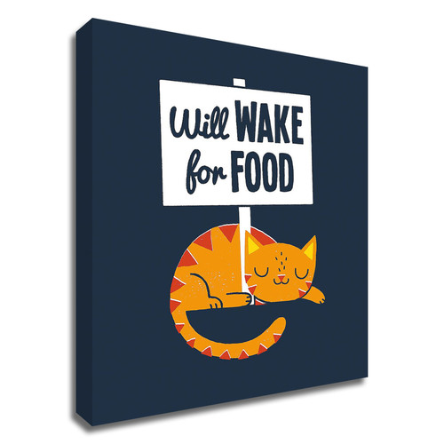 Will Wake For Food Wrapped Canvas Print Wall Art