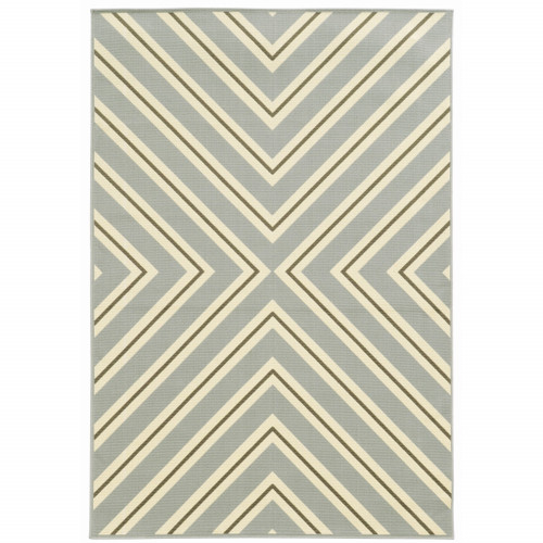 8' X 11' Grey Geometric Stain Resistant Indoor Outdoor Area Rug