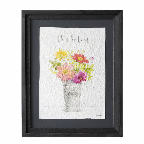 Black Manufactured Wood Life Is For Living Wall Decor