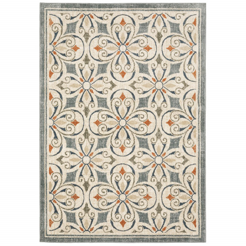 8’ x 10’ Gray and Beige Medallion Indoor Area Rug