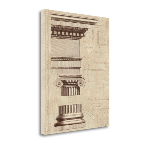 Architectural Rendering II Burlap Sepia Crop Wrapped Canvas Print Living Room Wall Art