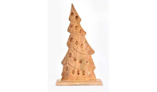14" Rustic Natural Brown Christmas Tree Sculpture