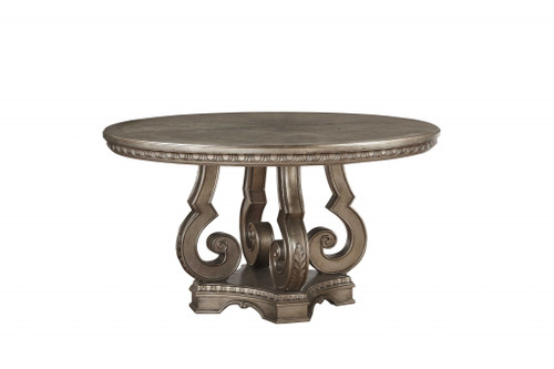 60" X 60" X 30" Antique Champagne Dining Table