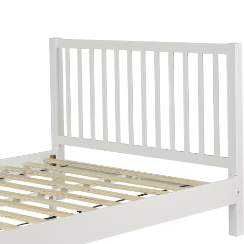 White Slat Back Solid Wood Queen Bed Frame