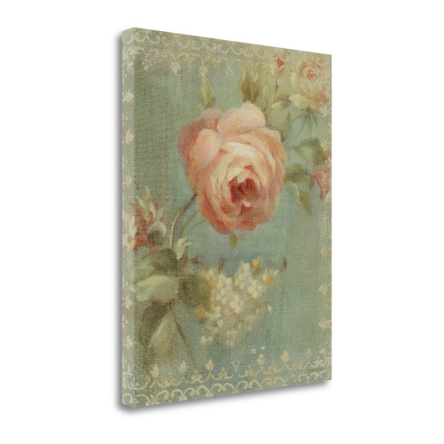 Rose On Sage 2 Wrapped Canvas Print Living Room Wall Art
