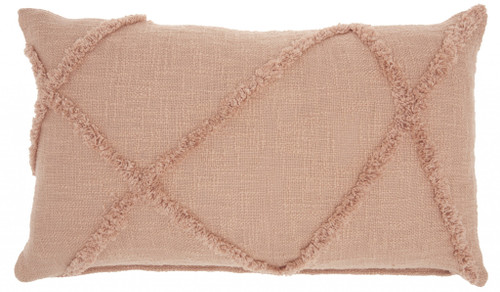 Tea Pink Abstract Shaggy Detail Lumbar Pillow