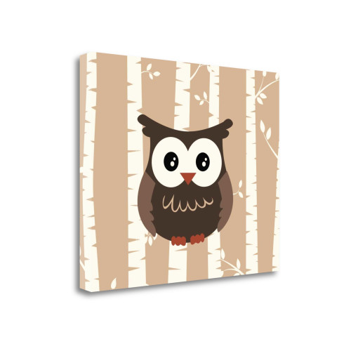 Owl Birch I Wrapped Canvas Print Living Room Wall Art