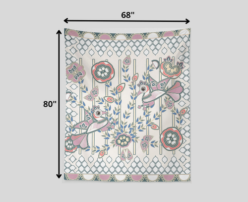 Pink Peacock Duo 80" x 68" Hanging Wall Tapestry