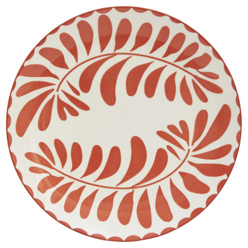 Orange and White Sixteen Piece Round Leaves Ceramic Service For Four Dinnerware Set
