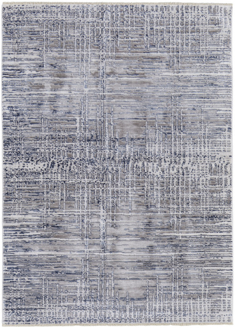 8' X 10' Gray And Blue Abstract Stain Resistant Area Rug