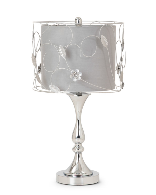 Set of 2 Silver Floral Metal Table Lamps