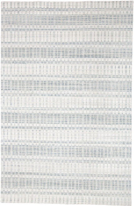 10' X 14' Ivory And Blue Striped Hand Woven Area Rug