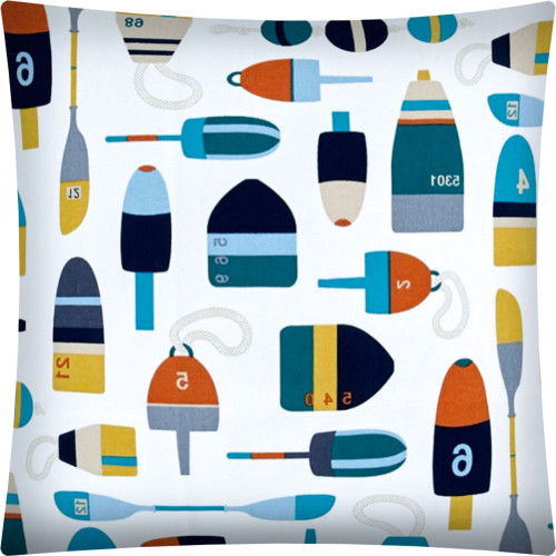 17" X 17" Navy Blue And White Boat Zippered Throw Indoor Outdoor Pillow Cover