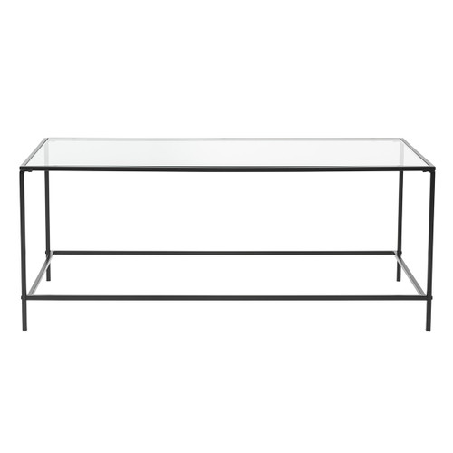 44" X 20.76" X 17.88" Coffee Table in Clear Glass with Black Base