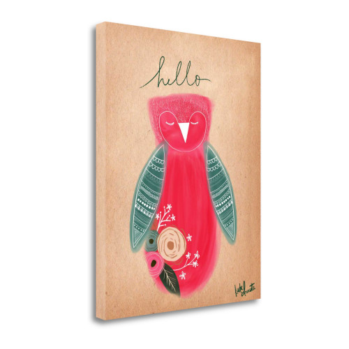 Hello Owl 4 Wrapped Canvas Print Living Room Wall Art