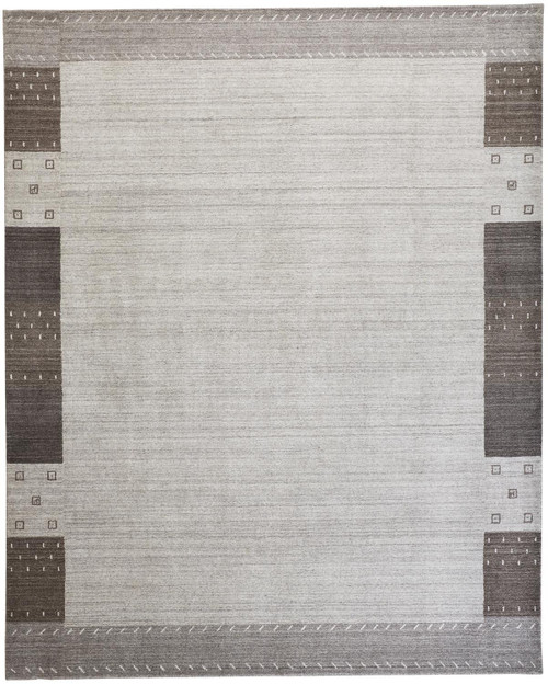 4' X 6' Gray Silver And Black Wool Hand Knotted Stain Resistant Area Rug