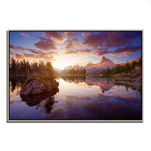 Sunrise On Lago Di Federa 9 Silver Wrapped Canvas Print Wall Art