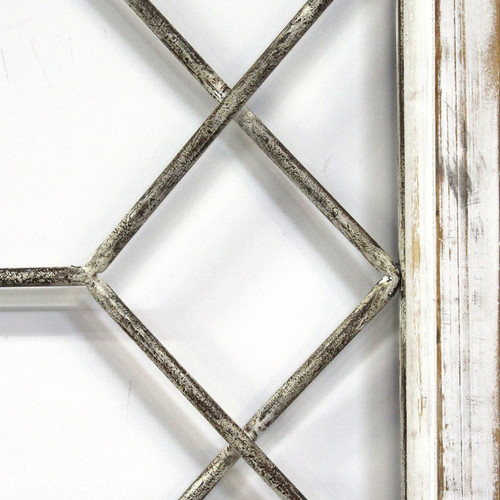 Distressed White Metal And Wood Framed Wall Art