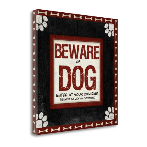 Beware Of Dog 2 Wrapped Canvas Print Living Room Wall Art