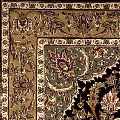 Black Beige Machine Woven Traditional Medallion Octagon Indoor Area Rug