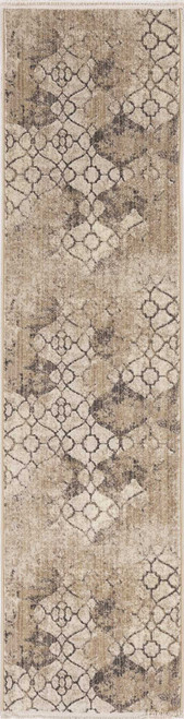 9'x12' Ivory Machine Woven Distressed Ogee Indoor Area Rug
