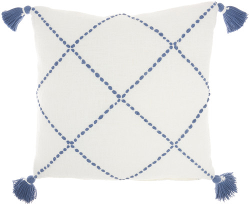 Boho Blue Cotton Accent Throw Pillow