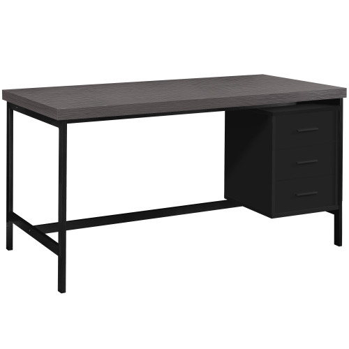 30" x 60" x 31" Black Grey Particle Board Hollow Core Metal Computer Desk With A Hollow Core