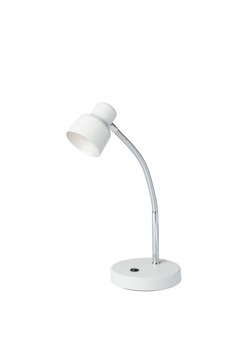 13" White Metal Bedside Table Lamp With White Shade