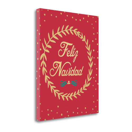 Feliz Navidad Wreath Wrapped Canvas Print Wall Art