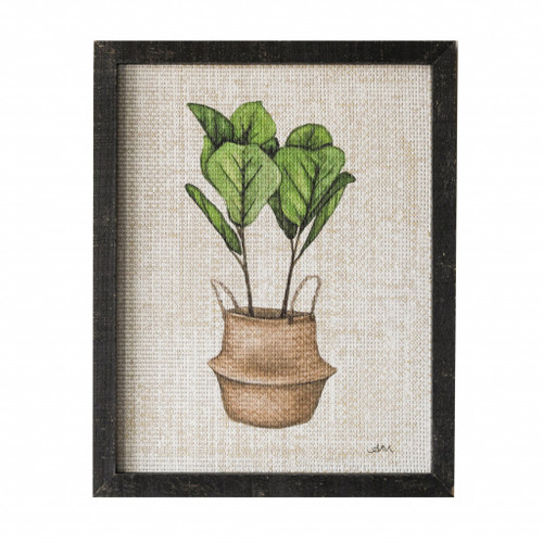 Green Leaves Black Framed Wall Decor