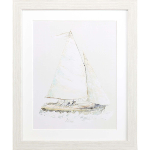 Quiet Sailboat I Framed Art White Picture Frame Print Wall Art