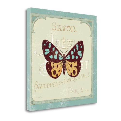 Parisian Butterfly I Wrapped Canvas Print Living Room Wall Art