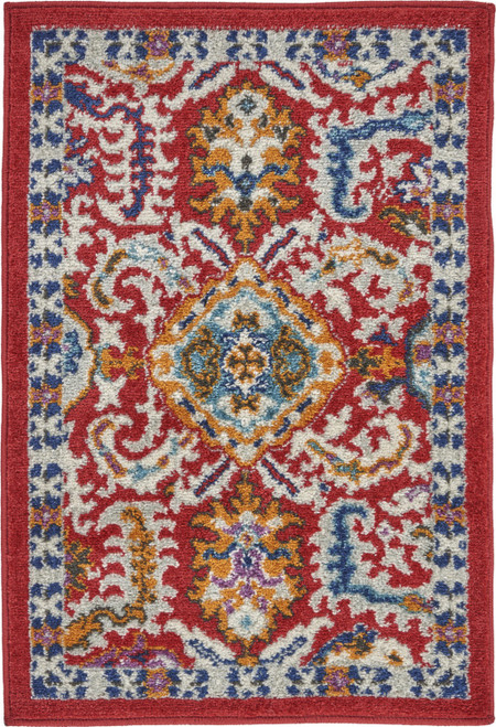 2’ x 3’ Red and Multicolor Decorative Scatter Rug