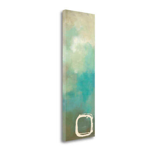 Retro In Aqua And Khaki I Wrapped Canvas Print Living Room Wall Art