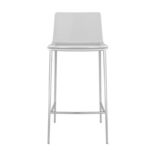 Set of Two Contemporary Acrylic and Nickel Counter Stools