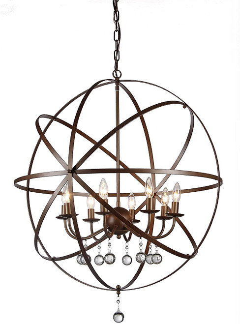 Jossie 8-Light Crystal 30-Inch Bronze-Finish Chandelier