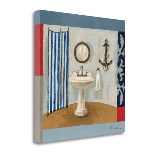 Nautical Bath I Wrapped Canvas Print Living Room Wall Art