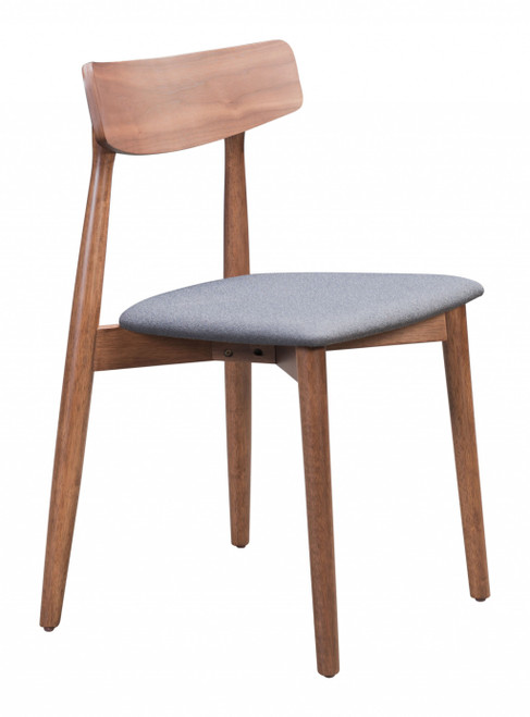 Set Of 2 Walnut and Gray King Louis Back Dining Chairs