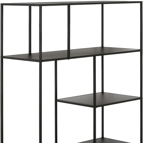 48" Black Metal Four Tier Geometric Bookcase