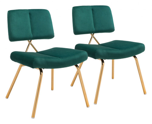 Set Of 2 Gold King Louis Back Dining Chairs