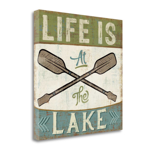 35" Rustic Life at the Lake Signage Gallery Wrap Canvas Wall Art