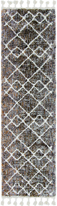 8'x11' Mocha Brown Machine Woven Space Dyed Geometric Diamond Pattern Indoor Area Rug