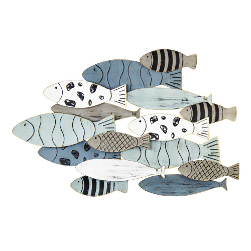 Hand-Painted with Metallic Fish Gold Edge Wall Decor