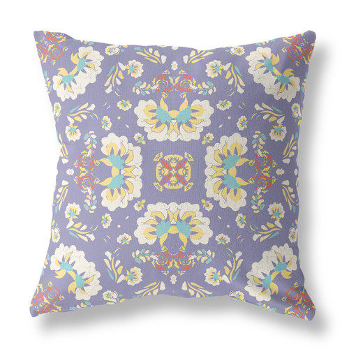 28" X 28" Purple Broadcloth Floral Throw Pillow