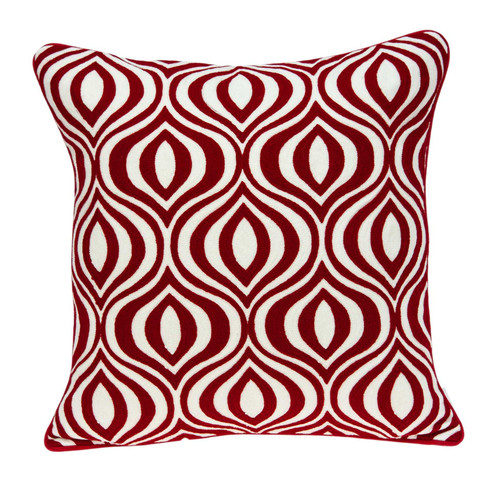 20" x 7" x 20" Transitional Red and White Pillow Cover With Down Insert